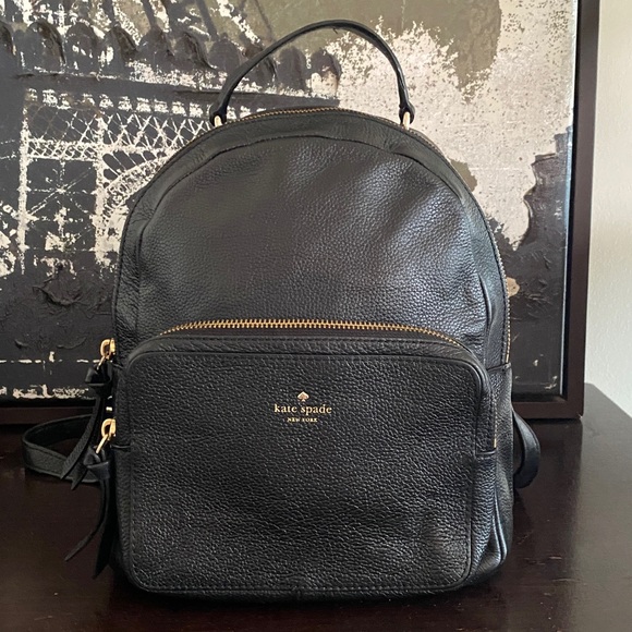 kate spade Handbags - Authentic Kate Spade Black Pebbled Leather Backpack with Gold Hardware